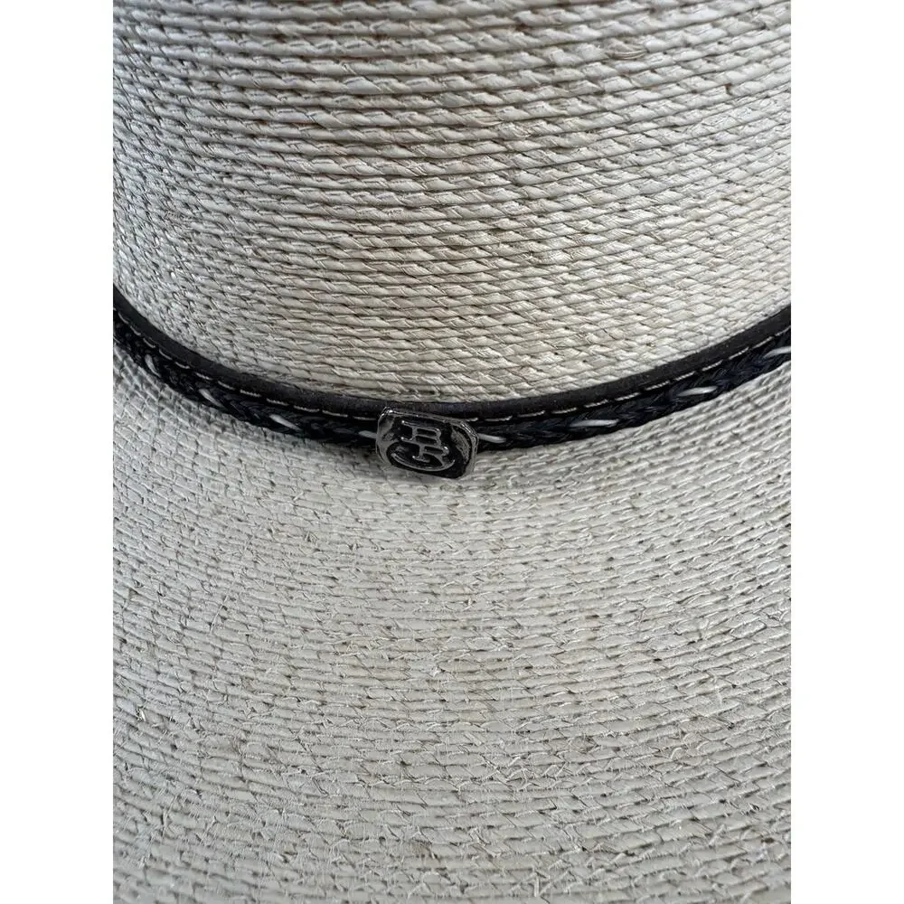 Justin Bent Rail Straw Cowboy Hat 7 1/2 Natural Western Horsehair Band Cowboy